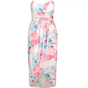 CITY CHIC Bella Maxi Dress - Ivory Floral Strapless SKU: 9346639761877
